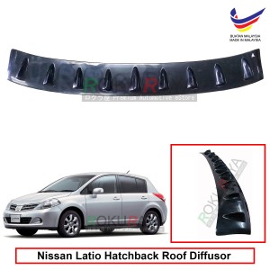Nissan Latio C11 Hatchback Vortex Generator Shark Fin Aerodynamic Rear Top Roof Diffuser Diffusor